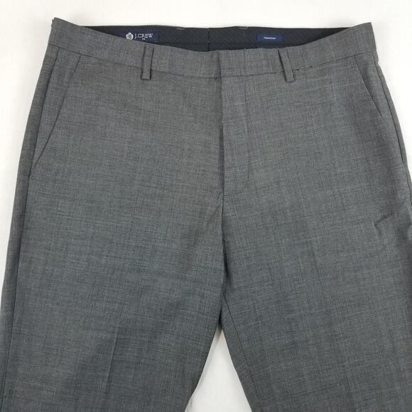 J Crew Pants Mens 34x33 Gray Thompson Slim Wool Dress Suit Trousers Flat Front - Picture 3 of 13